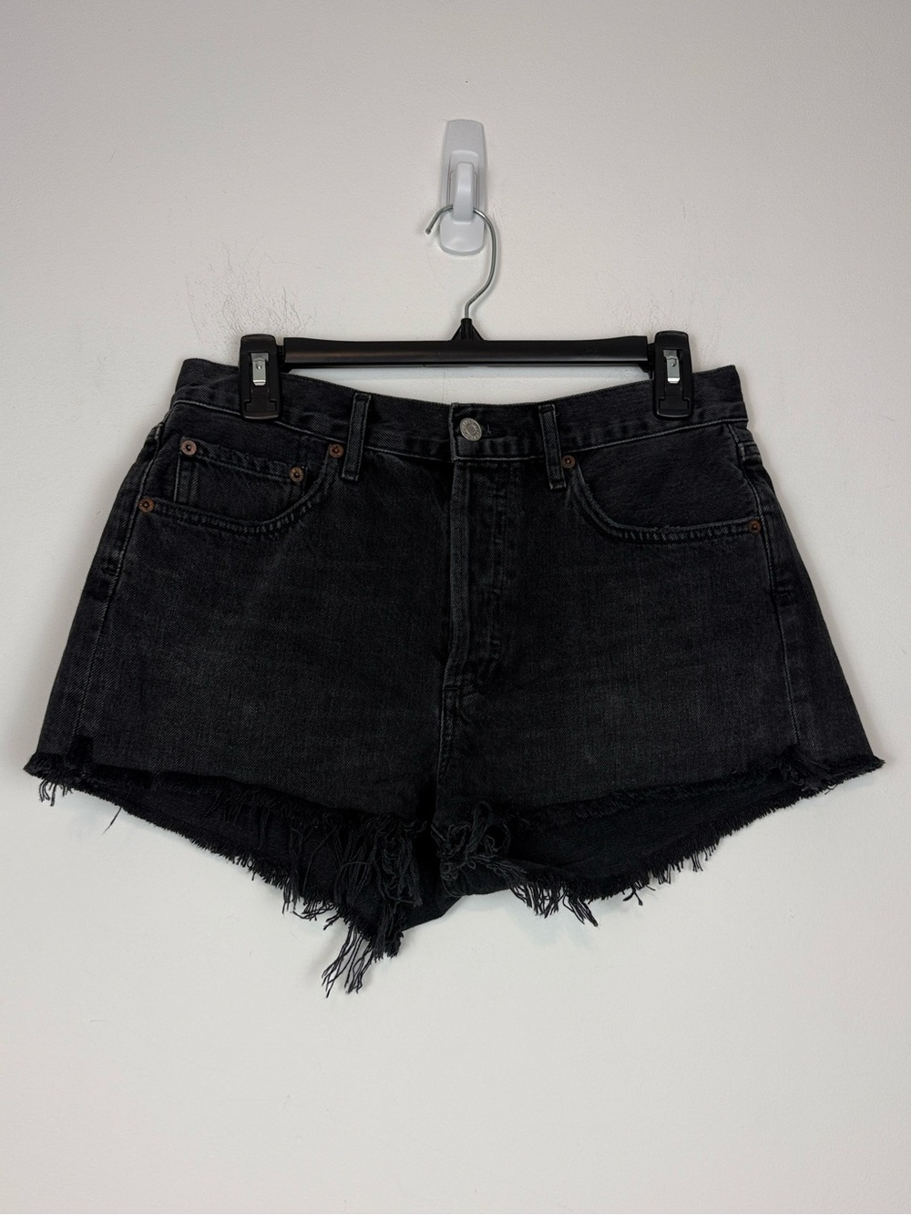 AGOLDE Black Buttonfly Parker Denim/Jean Shorts. Size 27. - Picture 3 of 12